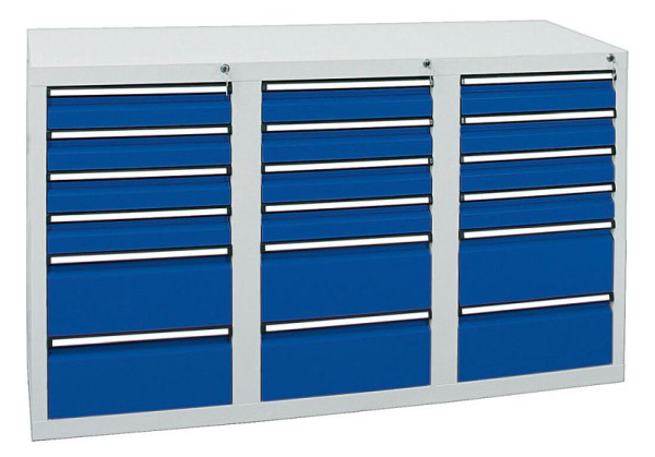 stumpf ladekast serie STS 410, RAL 7035/5010, 18 laden (12x100, 6x200 mm), 7103574