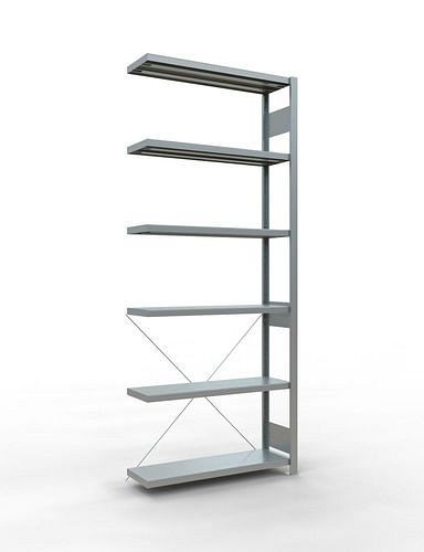 Schulte legbordstelling, aanbouwpaneel, 6 opbergniveaus, kruisschoor, vakbelasting 250 kg, 1006 x 336 x 2500 mm, 278740