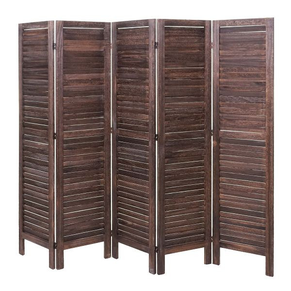 Mendler Paravent HWC-G30, partitie privacyscherm kamerscherm, shabby look 170x200cm, bruin, 67527
