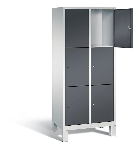 C+P lockerkast Evolo, H1850xW810xD500mm, kleur: lichtgrijs / zwartgrijs, 48010-223 S10100