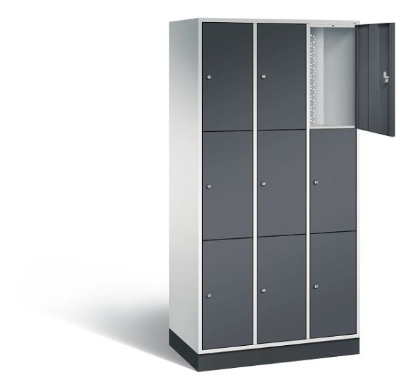 C+P lockerkast Intro, H1950xW920xD490mm, kleur: lichtgrijs / zwartgrijs, 8370-301 S10049