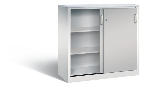 C+P dressoir met schuifdeuren Acurado, H1200xB1200xD500mm, kleur: lichtgrijs/wit aluminium, beugelgreep, 3 niveaus, 2057-1200 S10288