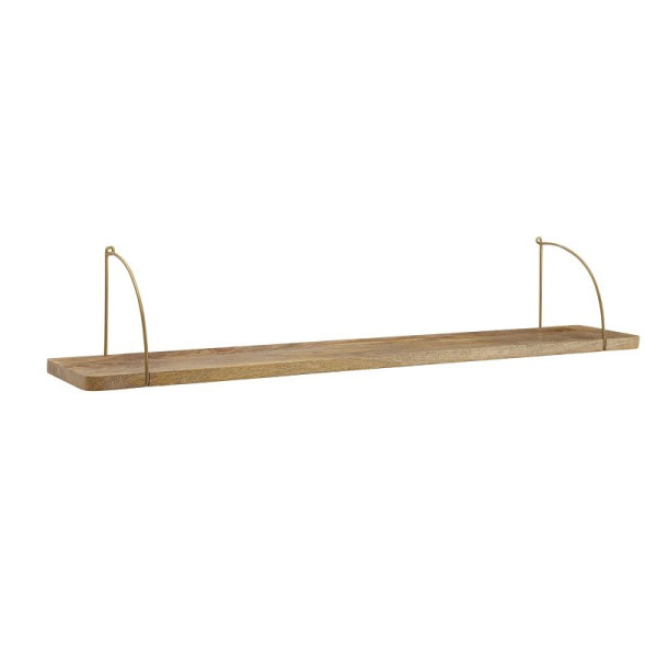 Wohnling wandplank 120x25x22 cm mango massief hout / metaal hangplank industrieel, groot design zwevende plank, hangplank woonkamer, WL6.598