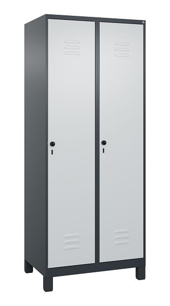 C+P Umkleidespind Classic PLUS, Füße, 2 Abteile, 1950x800x500mm, 7016/7035, Drehriegel, 080010-22 S10013