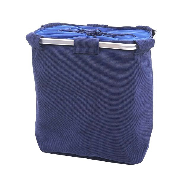 Mendler wasmand HWC-C34, Wasmand wasbox wasmand met net, 2 vakken 56x49x30cm 82l, snoer blauw, 73199