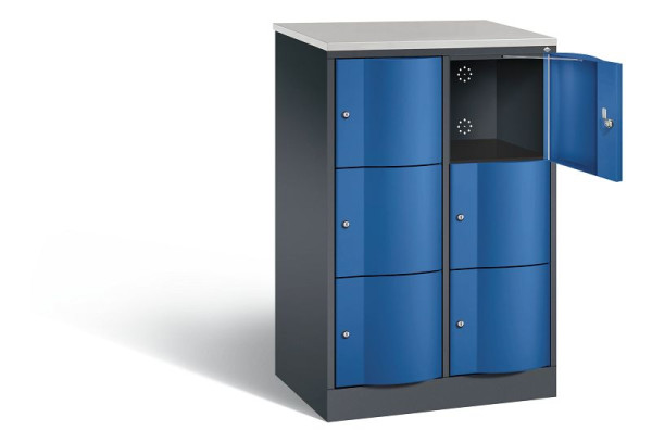 C+P lockerkast Resisto, H1255xB772xD540mm, kleur: zwartgrijs / gentiaanblauw, 8573-272 S10441