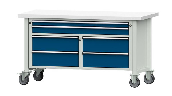 ANKE werkbanken kistwerkbank, model 255 V, 1500 x 700 x 840 mm, RAL 7035/5010, KSP 40 mm, verrijdbaar, 304.164
