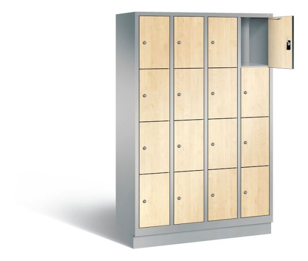 C+P lockerkast Evolo, H1800xB1190xD500mm, kleur: wit aluminium / Donau esdoorn decor, 48020-404 S10287