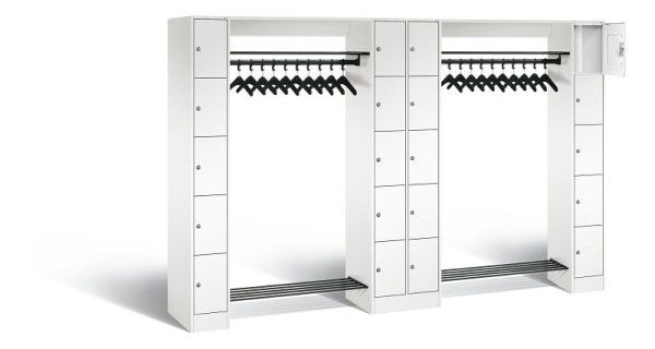C+P open garderobe serie 8070, H1950xB2840xD480mm, kleur: verkeerswit, 80730-20 S10221