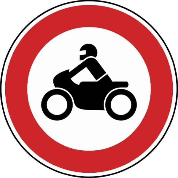 Stein HGS HGS verbod op motorfietsen, ook met zijspannen, brom- en bromfietsen nr. 255, 420 mm /RA1/vlakke vorm 2 mm, 255-111