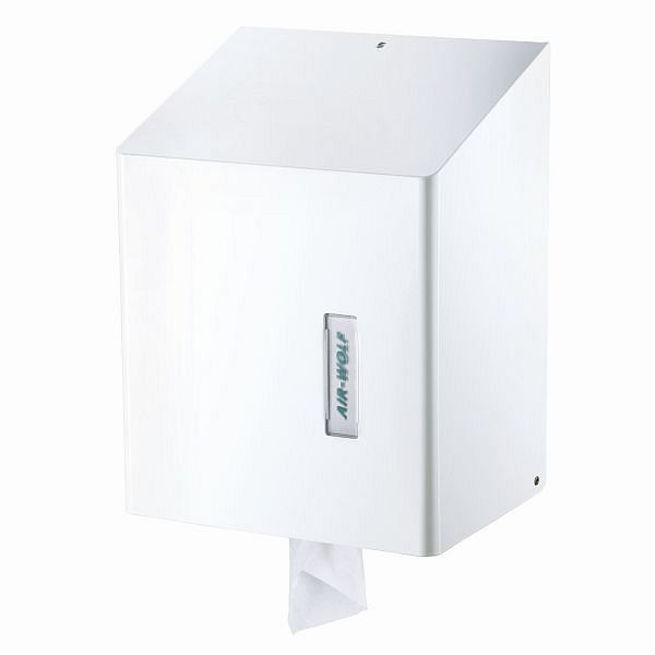 Air Wolf handdoekroldispenser, Omega-serie, H x B x D: 373 x 279 x 211 mm, wit roestvrij staal, 29-425