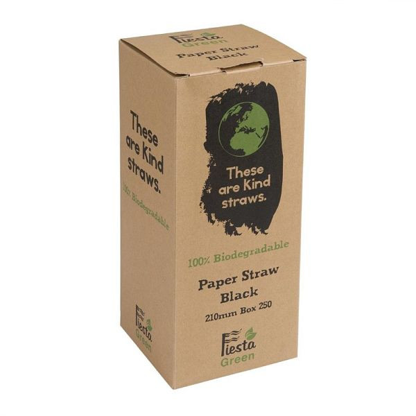 Fiesta Green Composteerbare papieren rietjes zwart, VE: 250 stuks, DE926