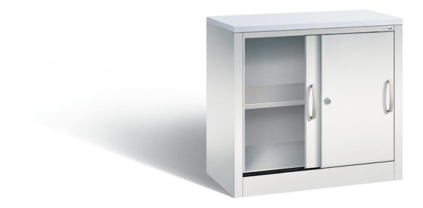 C+P dressoir met schuifdeuren Acurado, H720xB800xD400mm, kleur: lichtgrijs, beugelgreep, 2 niveaus, 5722-00 S10354