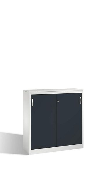 C+P dressoir met schuifdeuren Acurado, H1200xB1200xD400mm, kleur: lichtgrijs/zwartgrijs, beugelgreep, 3 niveaus, 2047-1200 S10100