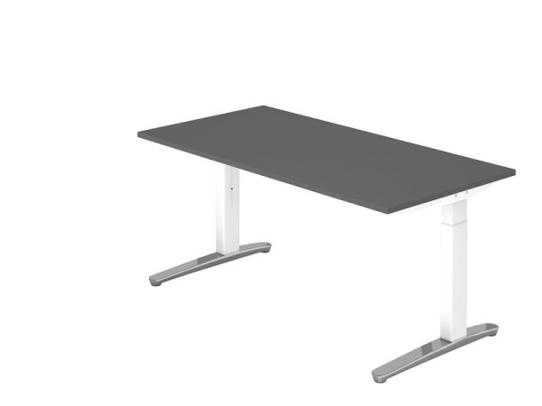 Hammerbacher bureau C-onderstel 160x80cm grafiet/wit gepolijst aluminium, rechthoekige vorm, VXB16/G/WC