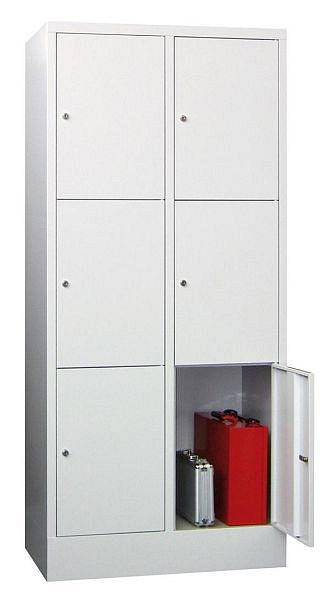 Pavoy Schließfachschrank mit Sockel 1850/500/800, 2b x 3h, Zylinderschloss, Abteilbreite 400, glatte Türen, 61265-234-401-910
