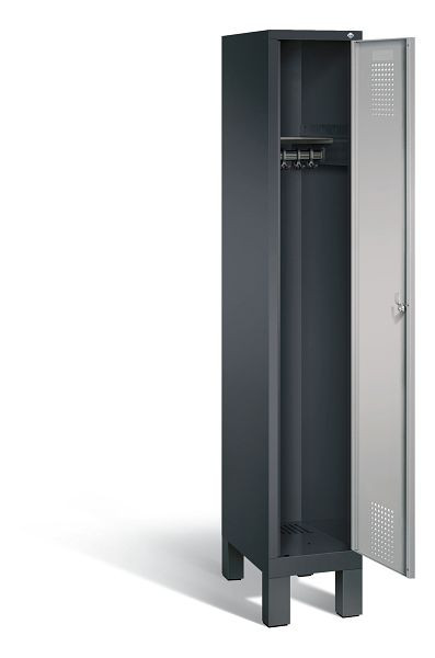 C+P Evolo garderobe, H1850xB320xD500mm, kleur: zwart-grijs/wit aluminium, 48010-10 S10056