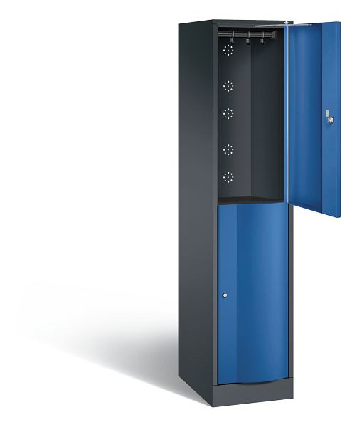 C+P locker dubbellaags Resisto, H1950xB396xD540mm, kleur: zwartgrijs / gentiaanblauw, 8270-172 S10021