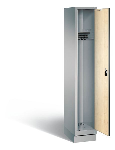 C+P Evolo garderobe, H1800xB320xD500mm, kleur: wit aluminium / Donau esdoorn decor, 48020-10 S10493