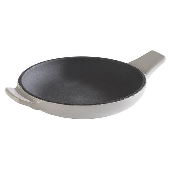 APS serveerpan -CAST IRON-, Ø 10 cm, hoogte: 2 cm, gietijzer, geëmailleerd, binnenkant: zwart, buitenkant: grijs, glanzend, 88220