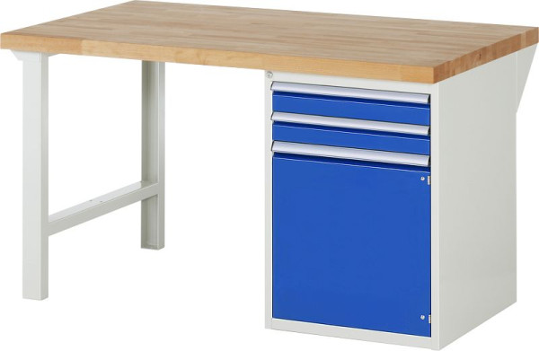 RAU werkbank serie 7000 - model 7503-1, B1500 x D900 x H840 mm, systeemonderstel B1500 x D850 x H800 mm, voorzien van 2 laden en 1 deur, 13-7503A1-159B4S.11
