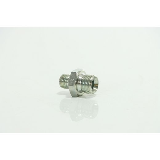 ELMAG HD dubbele nippel 'staal verzinkt', AG 1/4" x AG 3/8", tot 400 bar, met 60° universele afdichtingskegel, 42211