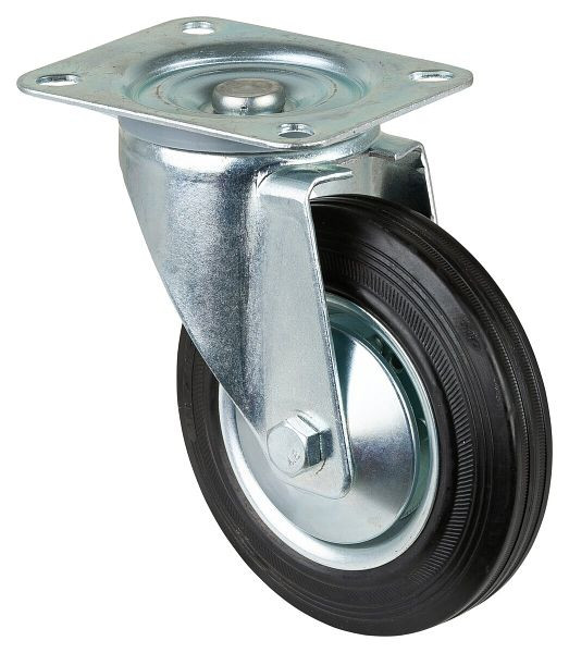 BS-rollen transportrol, wielbreedte 40 mm, wiel-Ø 160 mm, draagvermogen 135 kg, zwart rubber, rollager, plaat, VE = 2 stuks, L400.B55.161