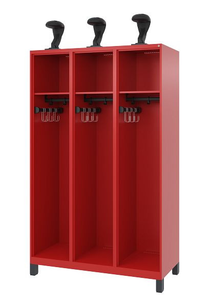 C+P Evolo brandweerkast, model EXPERT, 3 compartimenten, H1950B1200T500 mm, Vuurrood, Voeten, 0491015-32 S10008