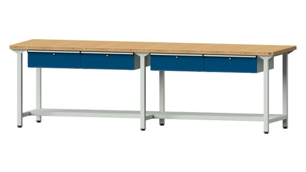 ANKE werkbanken werktafel, model 195, 2800 x 800 x 840 mm, RAL 7035/5010, BMP 40 mm, 401.480
