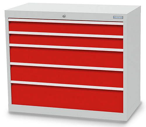 Bedrunka + Hirth ladekast, diepte 500 mm, R 36-16, 980 x 500 x 819 mm, 5 x lades (2x 100VA, 2x 150VA, 1x 200VA), draagvermogen 75 kg, 98.221-75