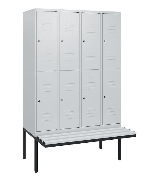 C+P dubbeldekskast Classic PLUS, 4 compartimenten, 1950x1200x815mm, 7035/7035, cilindersloten, zwevende zitting, 0803405-40 S10084