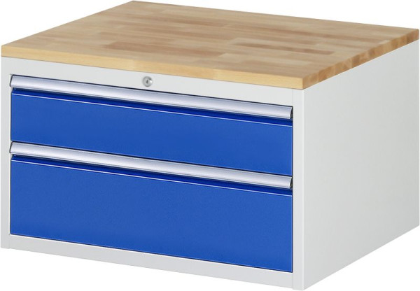 RAU ladekast serie 7000, B770 x D650 x H465mm, 2 x lade maat XL 1xH150, 1xH210 mm, massief beukenhouten blad, dikte 25 mm, 03-XL2.11A-B.11