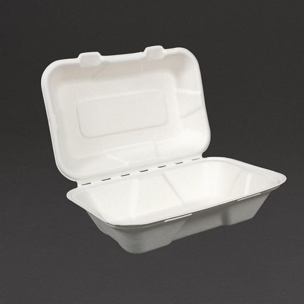 Vegware Composteerbare wegwerpdozen met klapdeksel van Bargasse 22,8cm, VE: 200 stuks, GH026