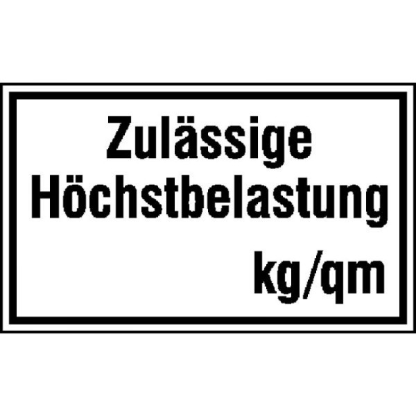 Stein HGS HGS informatiebord voor bedrijfsidentificatie, maximaal toelaatbare belasting ... kg/m², 250 x 150 mm / folie, zelfklevend, met individuele gewichtsinformatie, 21.9731