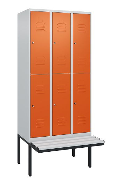 C+P dubbeldekskast Classic PLUS, 3 compartimenten, 2120x900x815mm, 7035/2004, cilindersloten, zwevende zitting, 0803407-30 S10185