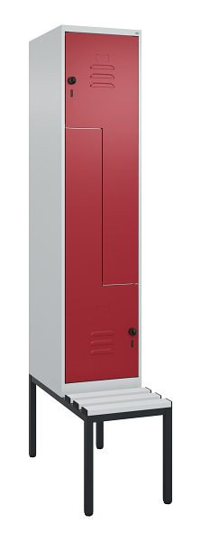 C+P Z-Spind Classic PLUS, met onderbank, 2 vakken, 2120x400x815mm, 7035/3003, draaigrendel, 0800537-122 S10031