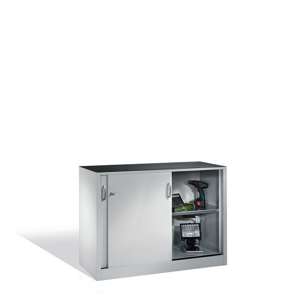 C+P schuifdeurkast Acurado, H1000xB1200xD400mm, kleur: lichtgrijs, beugelgreep, 2046-09 S10060