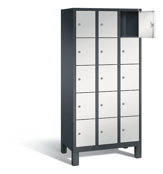 C+P lockerkast Evolo, H1850xW900xD500mm, kleur: zwartgrijs/lichtgrijs, 48010-305 S10096