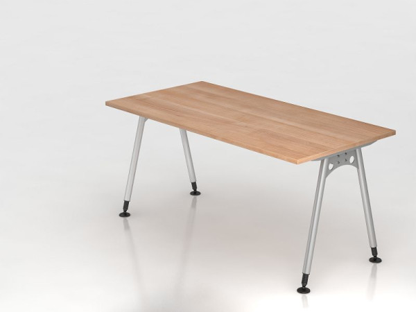 Hammerbacher bureau A-poot 160x80cm, walnoot, rechthoekige vorm, VAS16/N/S