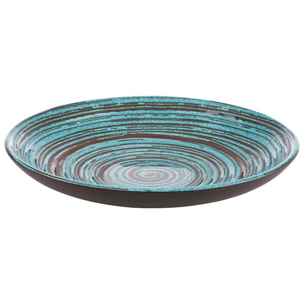 APS bord -CANCUN-, Ø 25,5 x 4,5 cm, melamine, binnen: decor, turquoise/bruin, buiten: bruin, 0,8 liter, 85204