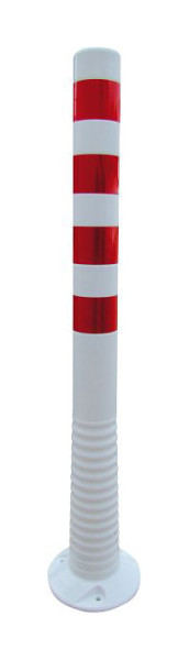 Schake Flexi-paal wit rode reflecterende strips Ø 80 mm, hoogte 1000 mm Ø 80 mm, PUR, 4 reflecterende strips, incl. 3 schroeven en pluggen, 412221