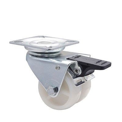 WAGNER App-Lenk-Doppelrolle ECO Durchmesser 50mm, PP, Gleitlager, Feststeller, Tragkraft 70kg, VE: 4 Stück, 3325201