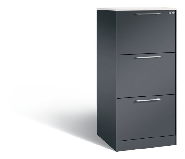 C+P archiefkast Asisto, H1310xB562xD600mm, kleur: zwart-grijs, beugelgreep, 146224-322 S10065