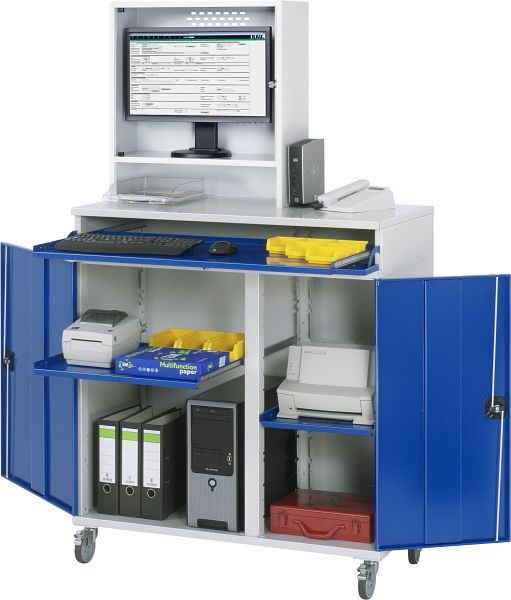 RAU computerkast - model 65, B1100xD520xH1895mm, monitorbehuizing B650 x D250 x H710mm, middensteun voor het verdelen van de inbouwbreedte, 07-1100T-M65-MG2F.11
