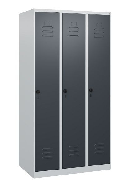 C+P luierkluis Classic PLUS met middenwand, 3 vakken, 1700x900x500mm, 7035/7016, veiligheidsdraaigrendel, 0800007-30F S10007