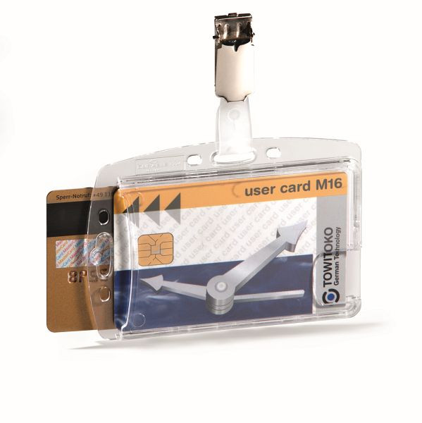 DURABLE dubbele doos met clip voor 2 identiteitskaarten, transparant, verpakking van 25, 801319