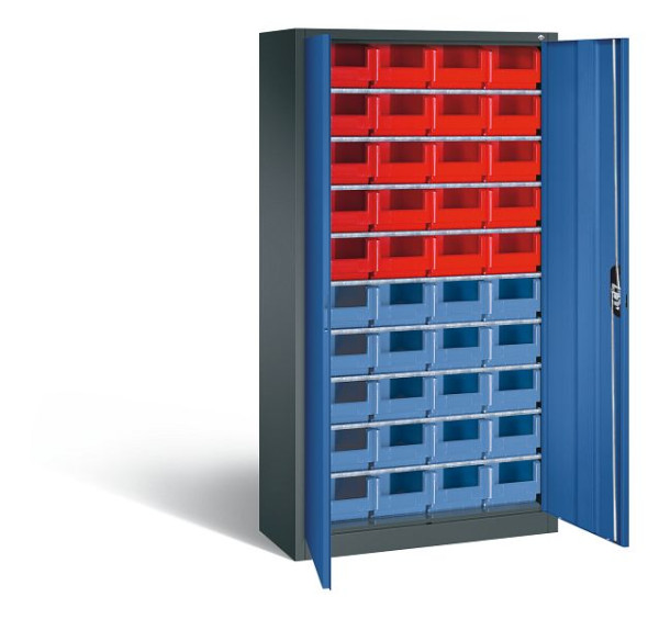 C+P tijdschriftenkast serie 13, H1980xB1000xD420mm, kleur: antracietgrijs / gentiaanblauw, verzonken handgreep, 133144-24 S10109