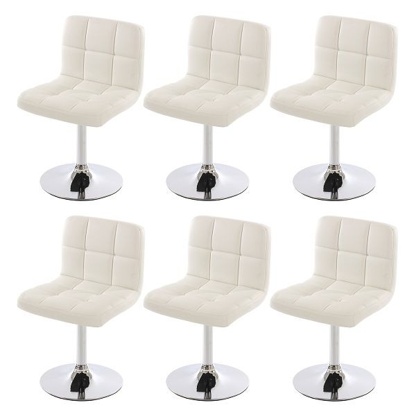 Mendler set van 6 eetkamerstoelen draaistoelen Kavala kunstleer chroom, wit, 3x26627