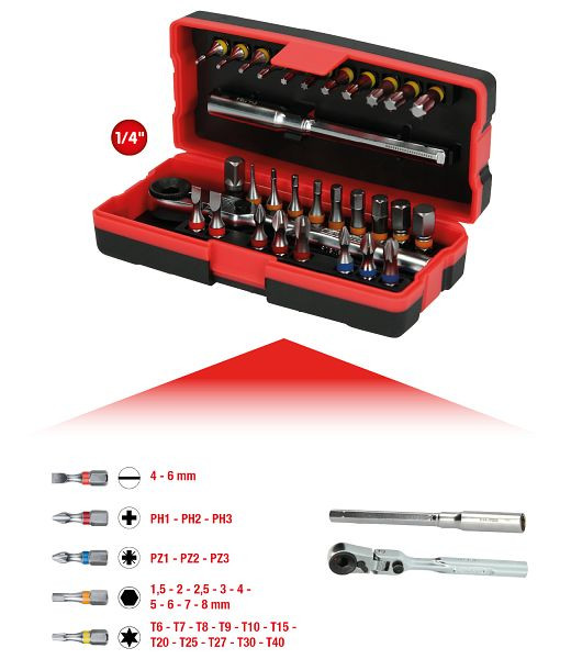KS Tools 1/4" bitset, 31-delig, 918.3015