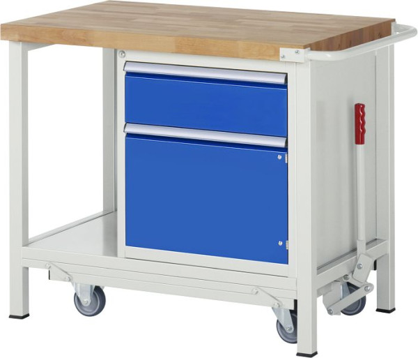 RAU werkbank met neerlaatbaar onderstel serie 8000, legbord, 1000x880x700 mm, 05-8152A6-107B4F.11